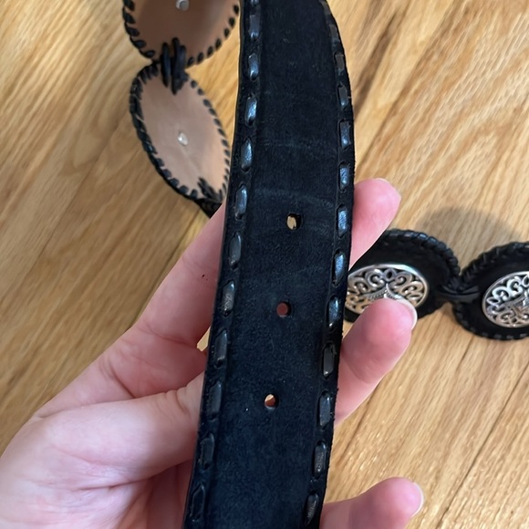 Brighton Black Suede Western Conch Belt Sz 38 - Picture 3 of 7